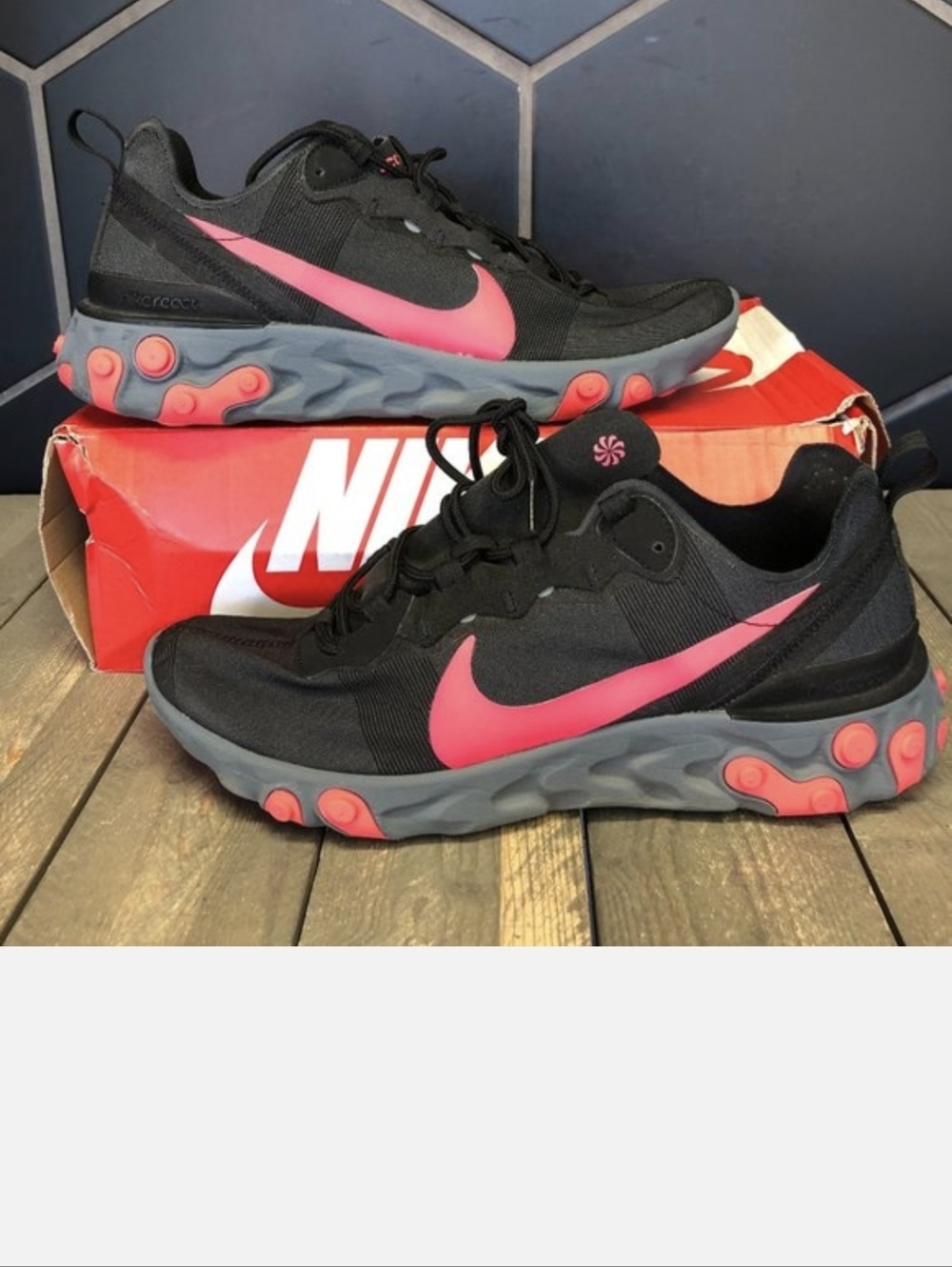 Nike React Element 55 Solar Red Black Size 10